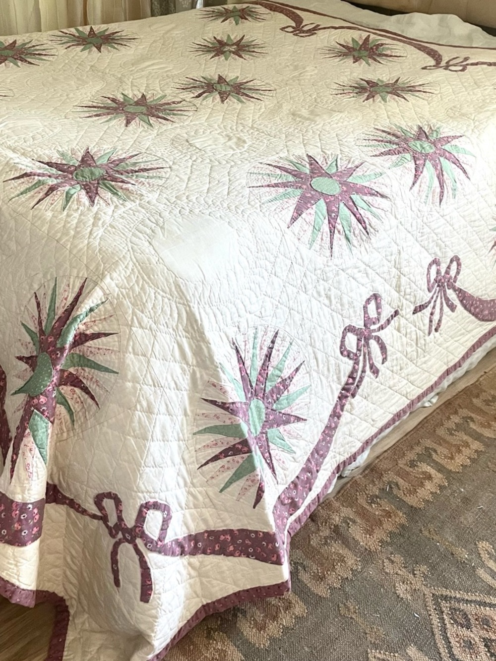 Vintage Quilt King Size, All Hand Stitched and Appliqué, from 1980s Tapestry